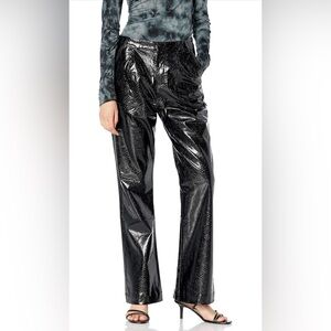 NWT KENDALL + KYLIE Black Vegan Leather Wide Leg Trousers